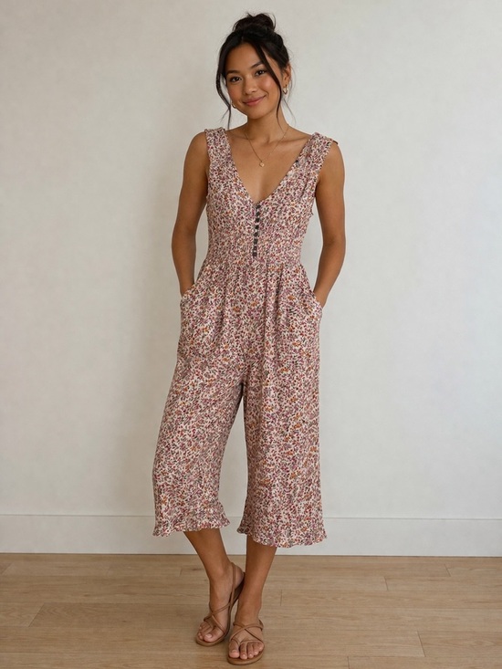 American Eagle Outfitters Pants - American Eagle Outfitters Floral Sleevelessu V-Neck Jumpsuit